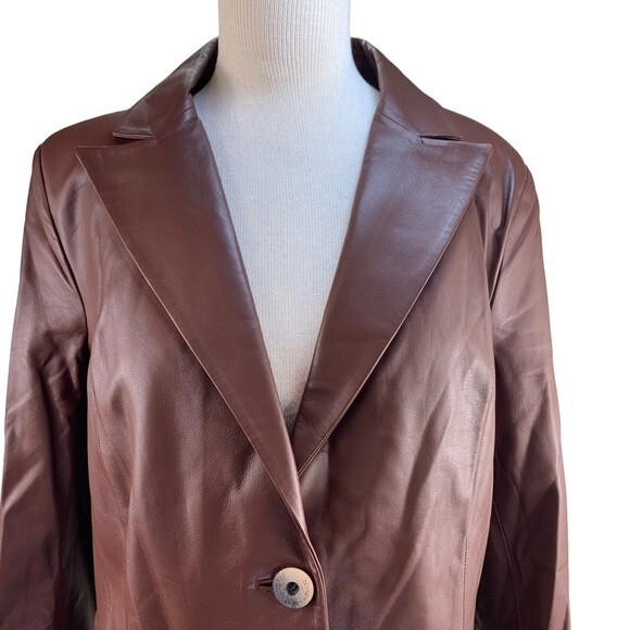 NWT Zeynep Arcay Seventies Brown Blazer Lamb Leather Jacket 10 - Picture 2 of 11